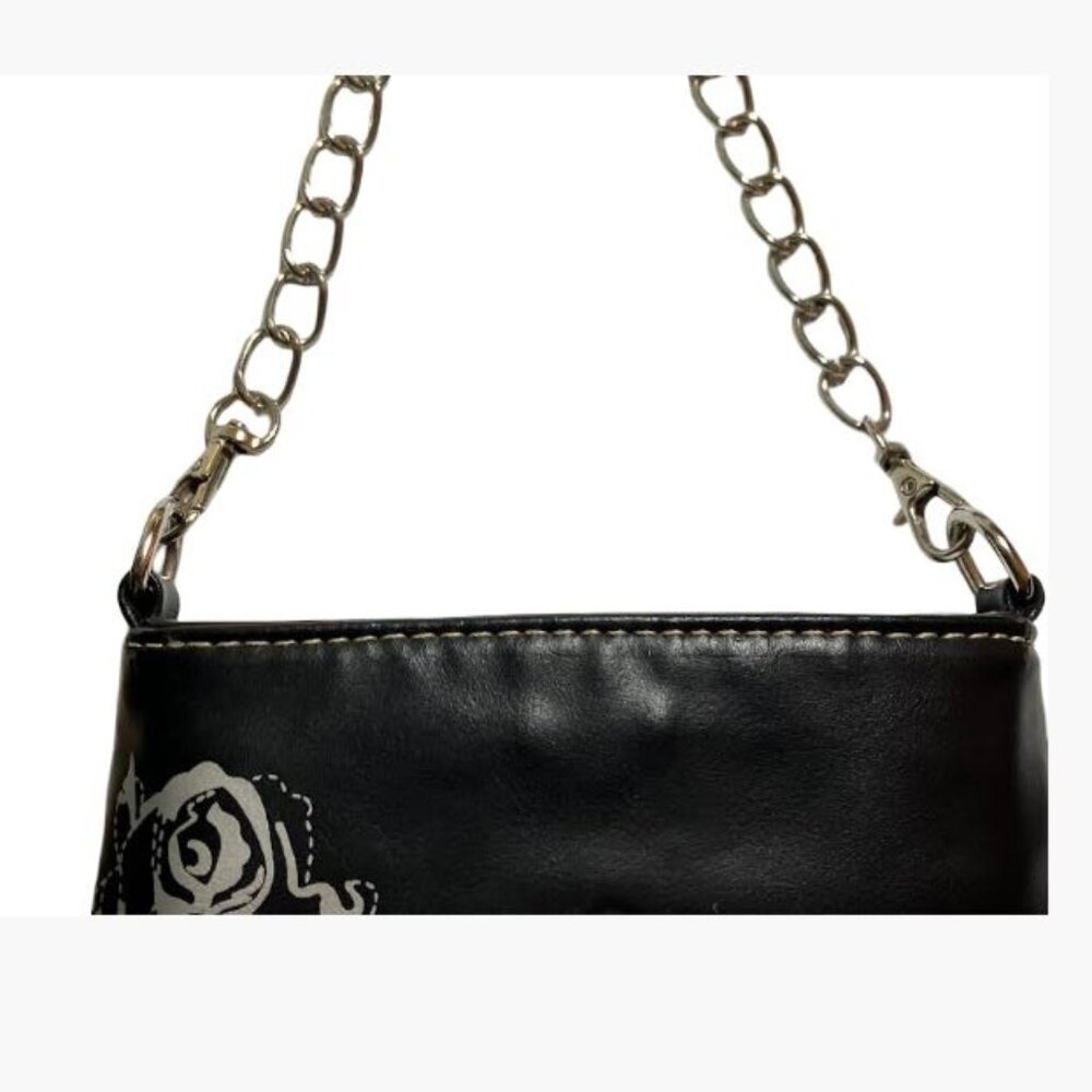 Rustic Coutures Crossbody Faux Leather Black Pouch with Silver Cross OS GUC - Picture 7 of 7